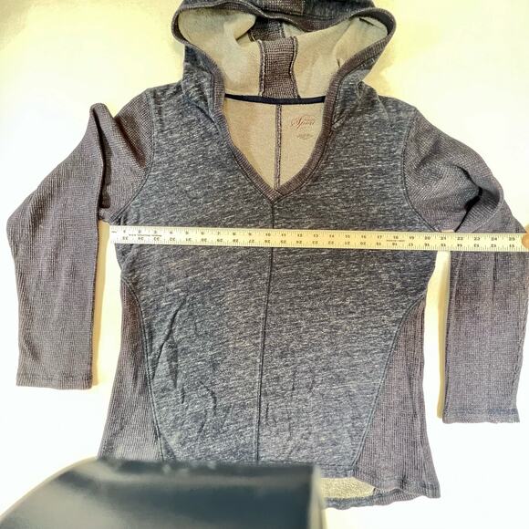Style & Co Sport Lightweight Hoodie Woman's L Heathered Blue Grey Knit & Waffle - Picture 9 of 13